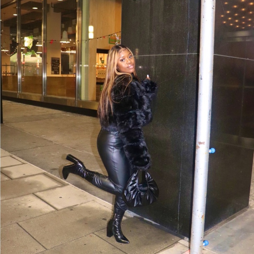Stylish Black Faux Fur Coat